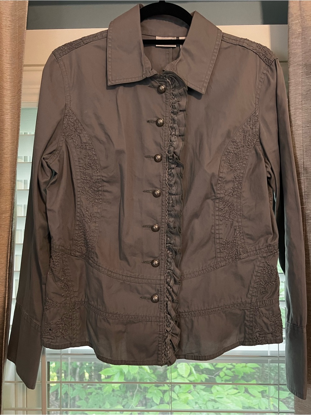 Chico’s Lightweight Utility Jacket in Blue/Gray (Size 1)